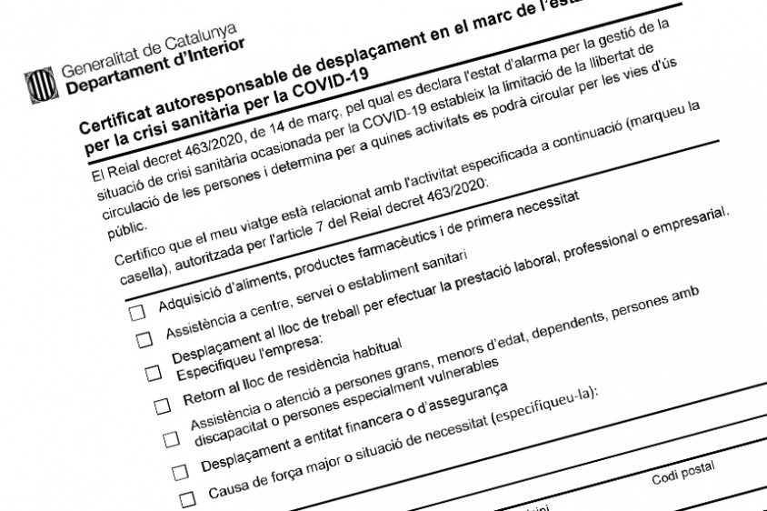 Coronavírus na Catalunha: o certificado de autorresponsabilidade