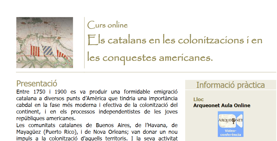 Divulgado curso sobre a participação catalã nas colonizações na América