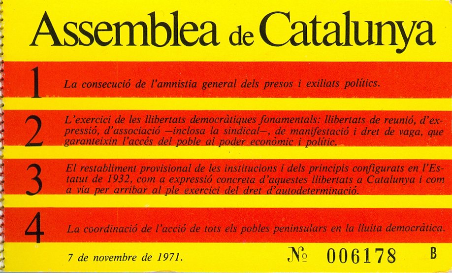 Qual foi o papel da Assembleia da Catalunha em 1971