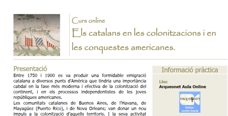 Curs sobre participació catalana a les colonitzacions a Amèrica publicat